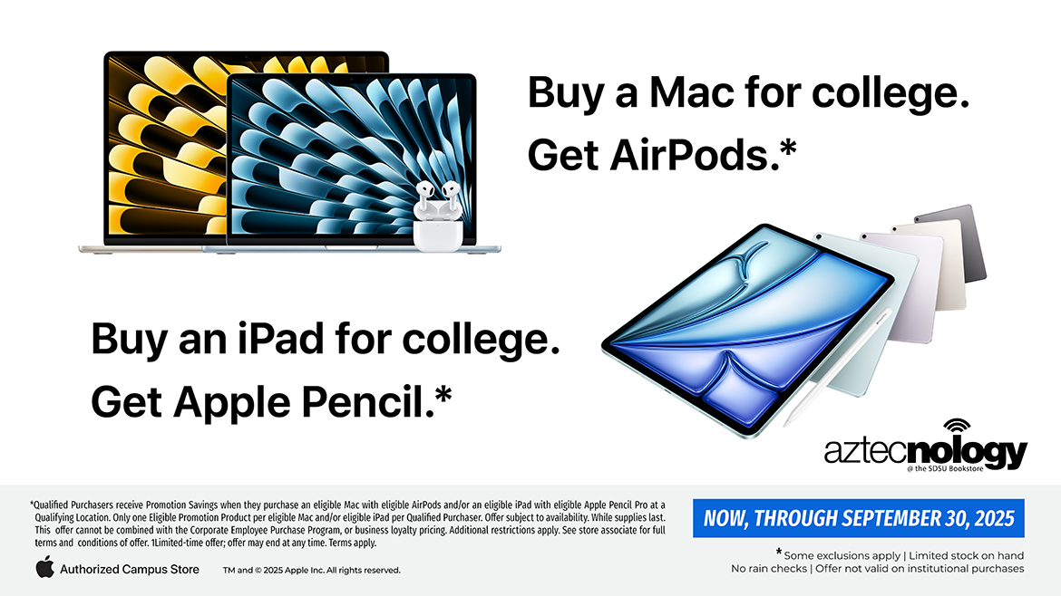 Buy a Mac for college. Get AirPods.* Buy an iPad for college. Get Apple Pencil.* Shop Now, Through September 30, 2025
