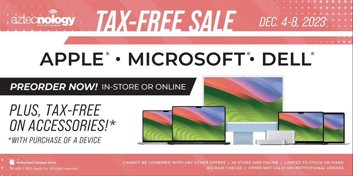 Tax Free Sale on Microsoft, Apple, and Dell. Preorder now, in-store and online. PLus, tax-free on accessories with purchase of a device.