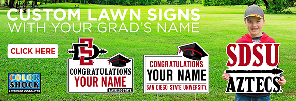 Custom lawn signs with your grad's name. Click here.