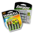 Rechargeable batteries.