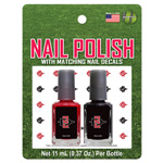 2 Pack Nail Polish w/ SD Interlock Decals - Red Black