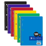 Bazic 3 Subject 120ct Notebooks - Assorted Colors