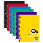 Bazic 5 Subject 150ct Notebooks - Assorted Colors