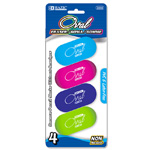 Bazic Bright Color Oval Eraser 4pk