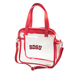 Capri Designs Clear Carry All Tote - Arched SDSU - Red