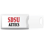 OTM USB 2.0 Push Flash Drive White 32 GB - Red SDSU Over Black Aztecs