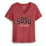 Women's V-neck Tee SDSU Over Aztecs - Red