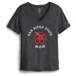 Women's Short Sleeve V-neck Tee San Diego State Hibiscus Mom - Black