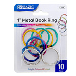 Bazic Bookring 1" 10Pk Asst