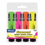 Bazic Fluorescent Highlighters W/ Pocket Clip 4 Pack