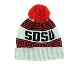 Knit Pom Beanie SDSU Aztecs With Geometric Design - Gray