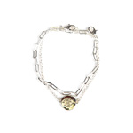 SD Interlock Medallion Chain Bracelet - Silver