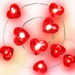Light The Town Red 10 Foot Red Heart String Lights