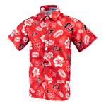 Hawaiian Shirt With SD Interlock Hibiscus Fern - Red