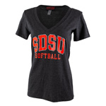 Womens Triblend V-Neck SDSU Softball - Black