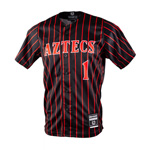 Aztecs #1 Striped Baseball Jersey - Black