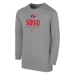 2023 Nike Sideline Youth Cotton Team Issue LS Tee SD Interlock SDSU Football