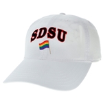 Adjustable Cap SDSU over Rainbow Flag
