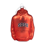 SDSU Hoodie Glass Ornament
