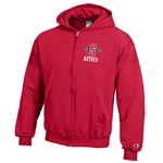 Youth Full Zip Hood with SD Interlock over Aztecs - Red