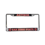 Licence Plate Frame With Aztecs Over San Diego State With Hibiscus Flowers