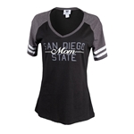 San Diego State Mom V-Neck Long Sleeve - Black