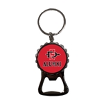 Metal bottle opener key tag with SD Interlock Alumni