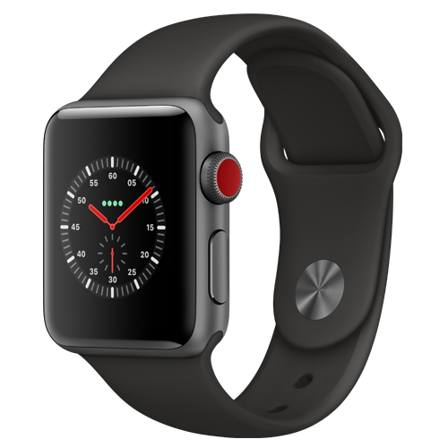 Apple Watch Series3 GPS + Cellular 38MM Black Sport Band - Space  Gray/Aluminum Case