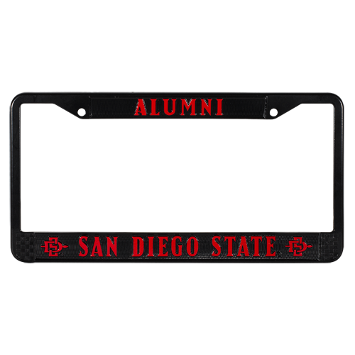 Castum Alumni-SAN Diego State University Premium High Grade Stainless Steel Front & Rear Cover Slim Holder License Plate Frame 2 Holes Anti-Impact Waterproof Shockproof for Automotive License Plate 