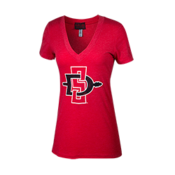 Distressed SD Spear V-Neck-Red