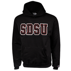 Black & Red SDSU Twill Hooded Sweatshirt-Black
