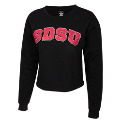 Women's SDSU Crop Sweatshirt-Black