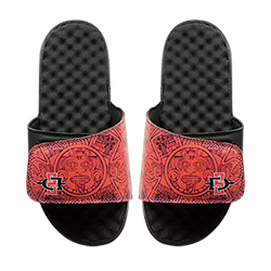 Aztec Calendar Islide Sandals- Red & Black