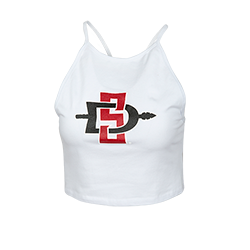 Women's SD Spear Halter Crop Tank-White