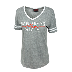 Women's San Diego State Mom V-Neck Tee-Gray