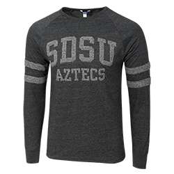 SDSU Aztecs Striped Long Sleeve Tee-Charcoal