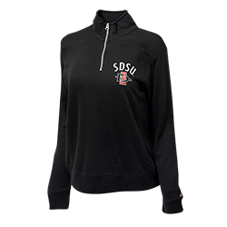 Women's SDSU SD Spear 1/4 Zip Sweatshirt-Black