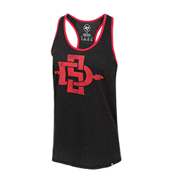 Women's Distressed SD Spear Racerback Tank-Black