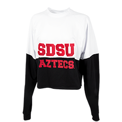 Women's SDSU Aztecs Cropped L/S Tee-White