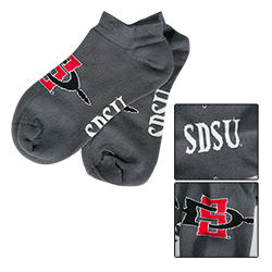 SDSU SD Spear No Show Socks-Charcoal