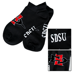 SDSU SD Spear No Show Socks-Black