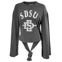 Women's SDSU Super Soft Tie-Back Tee - Charcoal
