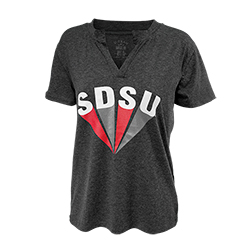 Women's Notch Neck Tee SDSU - Charcoal