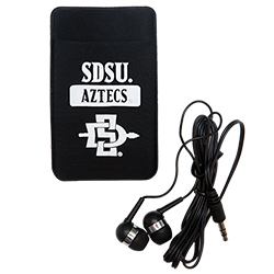 SDSU Aztecs with SD Spear Cellphone ID Case with Earbuds  - Black