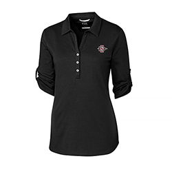 SD Spear Women's 3/4 Sleeve Polo - Black