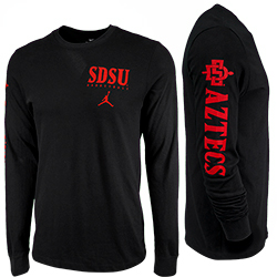 Nike Jordan SDSU Basketball Dri-Fit Cotton Long Sleeve - Black