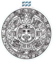 Medium Aztec Calendar Decal - White