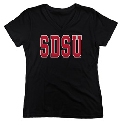 Women's SDSU V-Neck Tee - Black