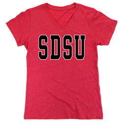 Women's SDSU V-Neck Tee - Red