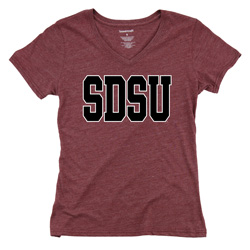 Women's SDSU V-Neck Tee - Maroon